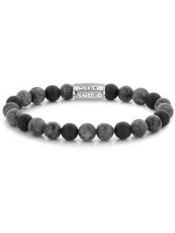 Rebel&Rose Bracciale con perline Gray Rocks RR-80069-S - Dimensioni: 16,5 cm - S uomo