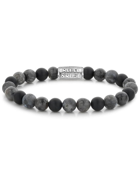 Rebel&Rose Bracciale con perline Gray Rocks RR-80069-S - Dimensioni: 16,5 cm - S uomo