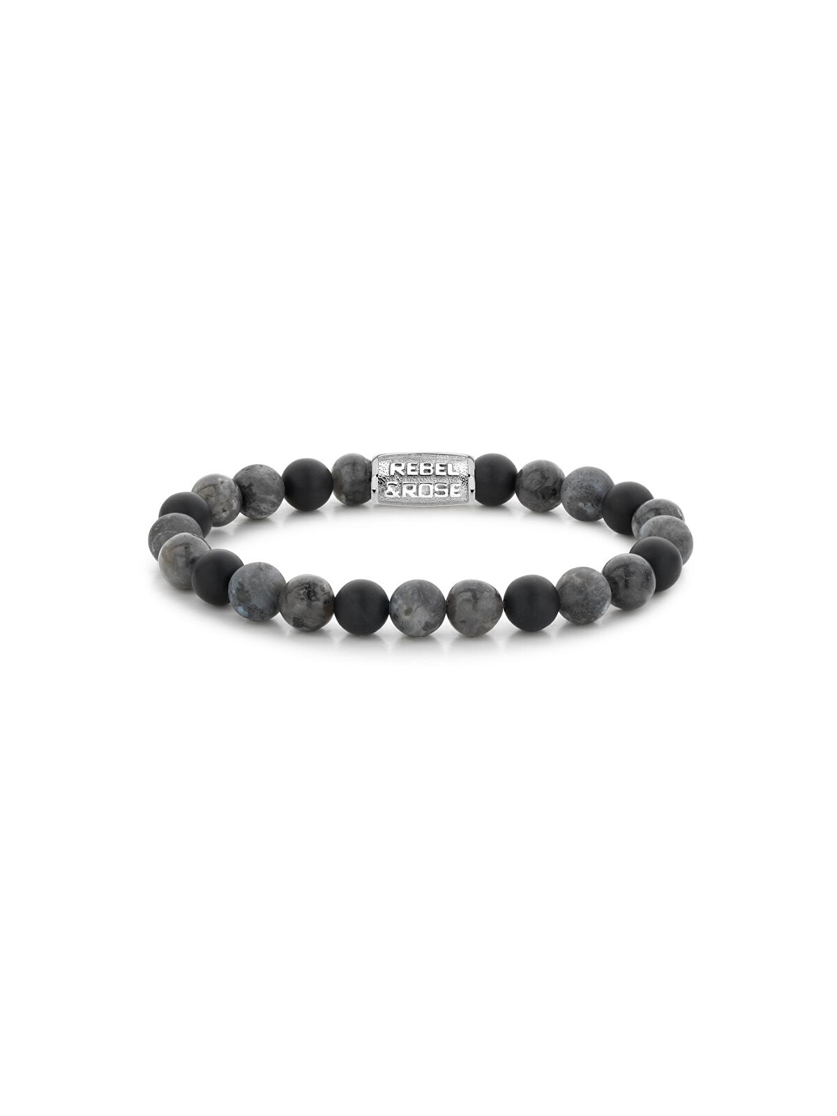 Rebel&Rose Bracciale con perline Gray Rocks RR-80069-S - Dimensioni: 16,5 cm - S uomo