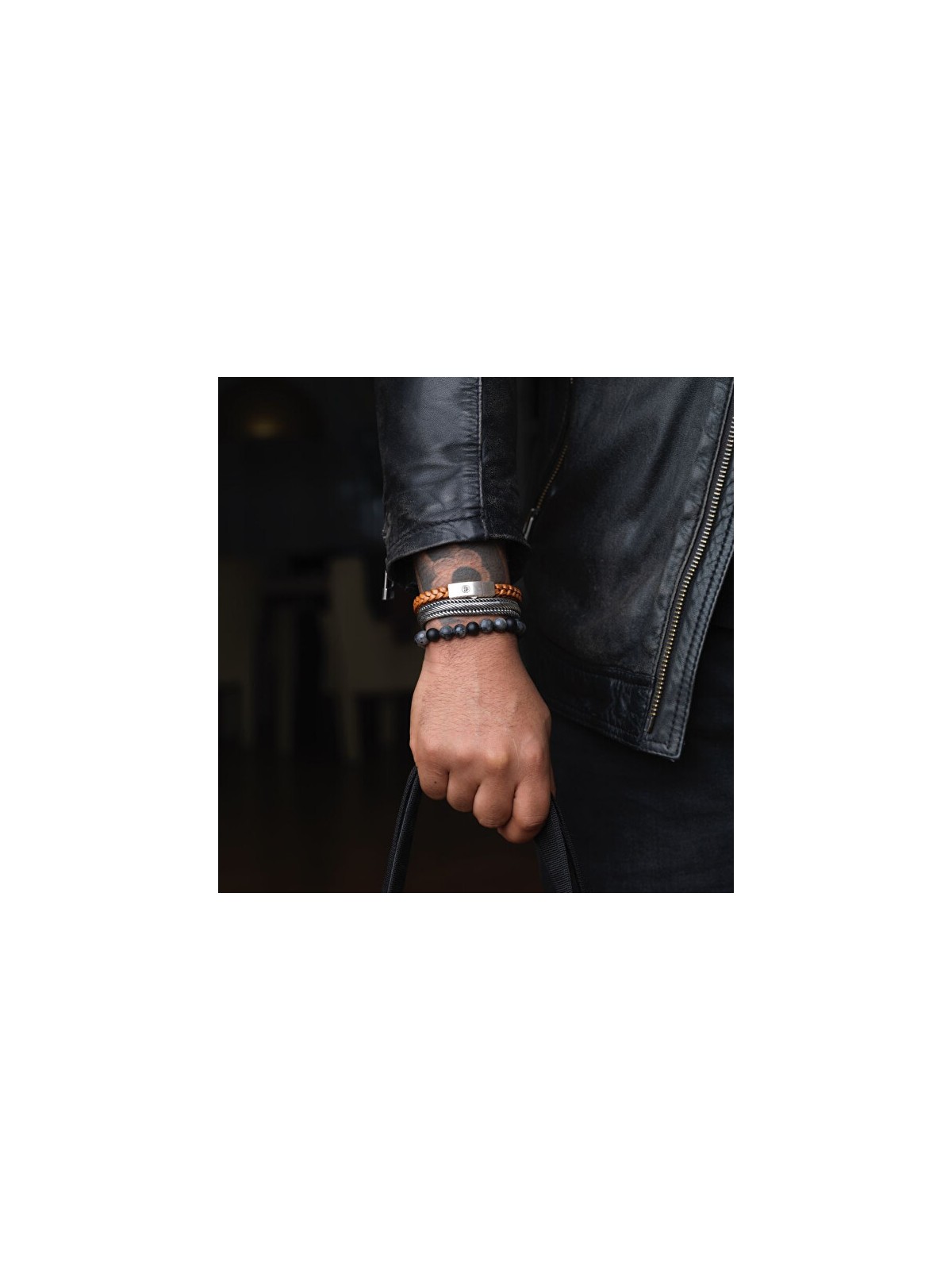 Rebel&Rose Bracciale con perline Gray Rocks RR-80069-S - Dimensioni: 16,5 cm - S uomo