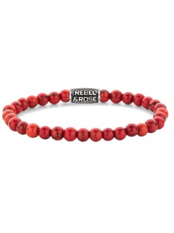 Rebel&Rose Bracciale vintage con perline Red Delight RR-60118-V - Dimensioni: 17,5 cm - M unisex