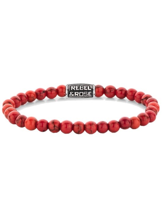 Rebel&Rose Bracciale vintage con perline Red Delight RR-60118-V - Dimensioni: 17,5 cm - M unisex