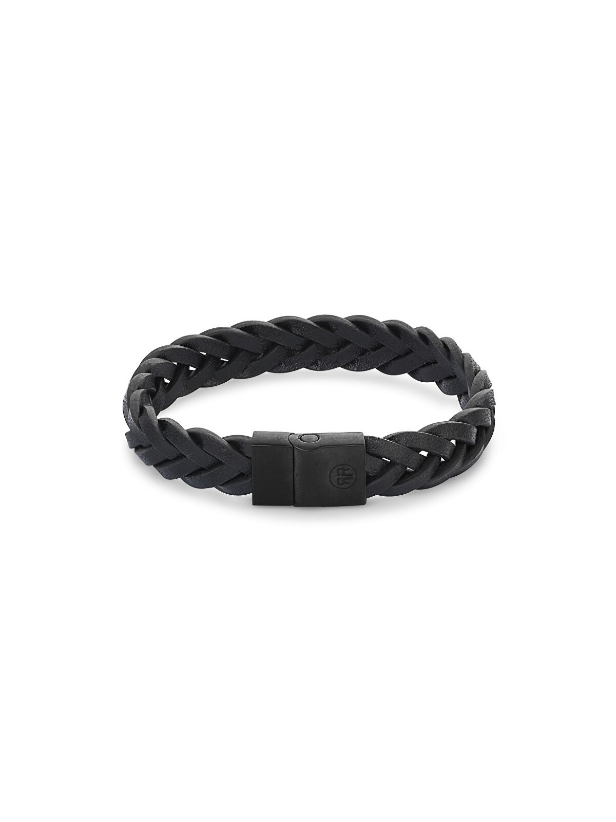 Rebel&Rose Bracciale in pelle nera intrecciata nera RR-M0026-B - Dimensioni: 14 cm - XXS uomo