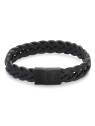 Rebel&Rose Bracciale in pelle nera intrecciata nera RR-M0026-B - Dimensioni: 14 cm - XXS uomo