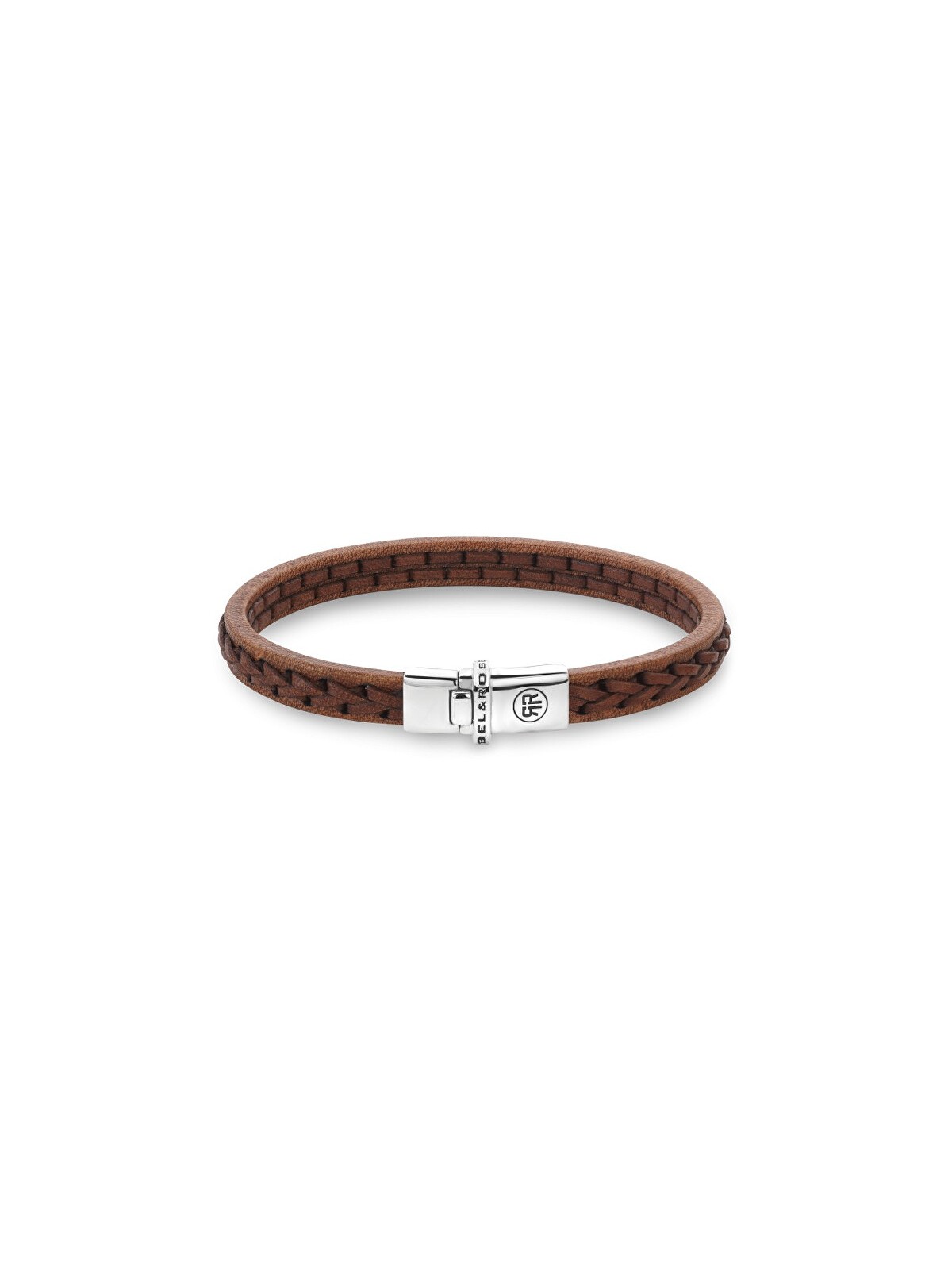 Rebel&Rose Bracciale in pelle marrone cognac intrecciata RR-L0156-S - Dimensioni: 20 cm - L+ uomo