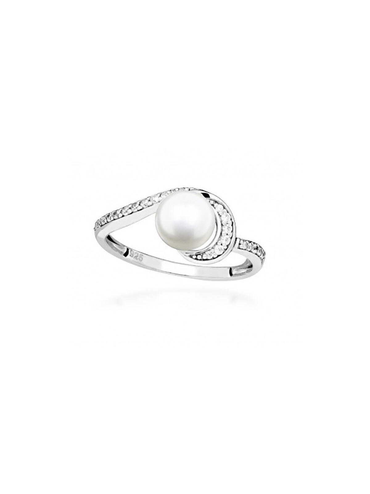 Silver Cat Anello in argento con zirconi cubici e perla vera SC496 - Giro: 56 mm donna
