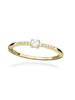 Gatto d'argento Bellissimo anello placcato oro con zirconi cubici SC553 - Diametro: 56 mm donna