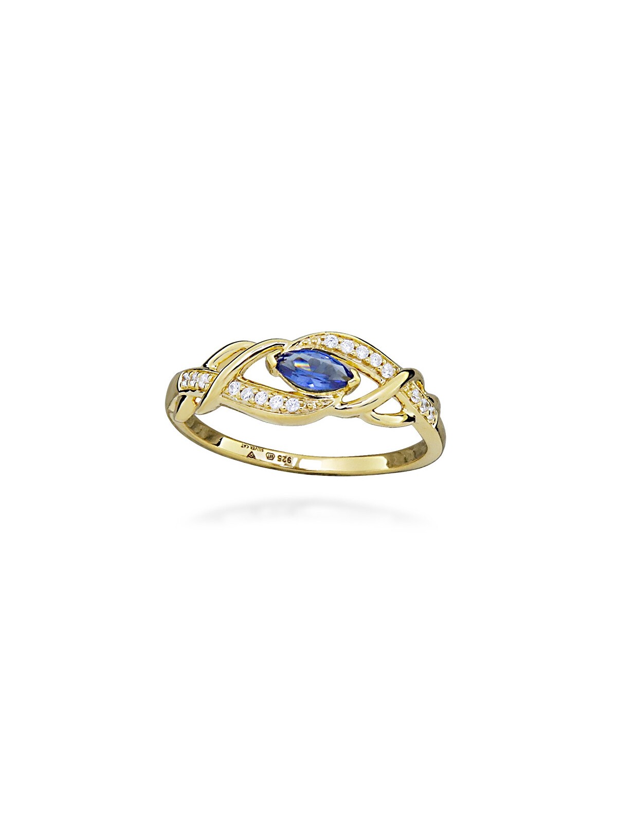 Silver Cat Anello placcato oro con zirconi e zaffiro sintetico SC573 - Circonferenza: 52 mm donna