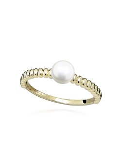 Silver Cat Anello delicato placcato oro con autentica perla d'acqua dolce SC578 - Circonferenza: 60 mm donna