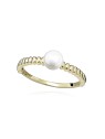 Silver Cat Anello delicato placcato oro con autentica perla d'acqua dolce SC578 - Circonferenza: 60 mm donna