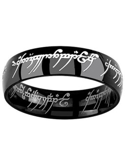 Silvego Anello del potere in acciaio nero dal film Il Signore degli Anelli RRC5623 - Diametro: 58 mm unisex