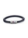 Tommy Hilfiger Bracciale alla moda in pelle blu scuro TH2701000 - Lunghezza: 19 cm uomo