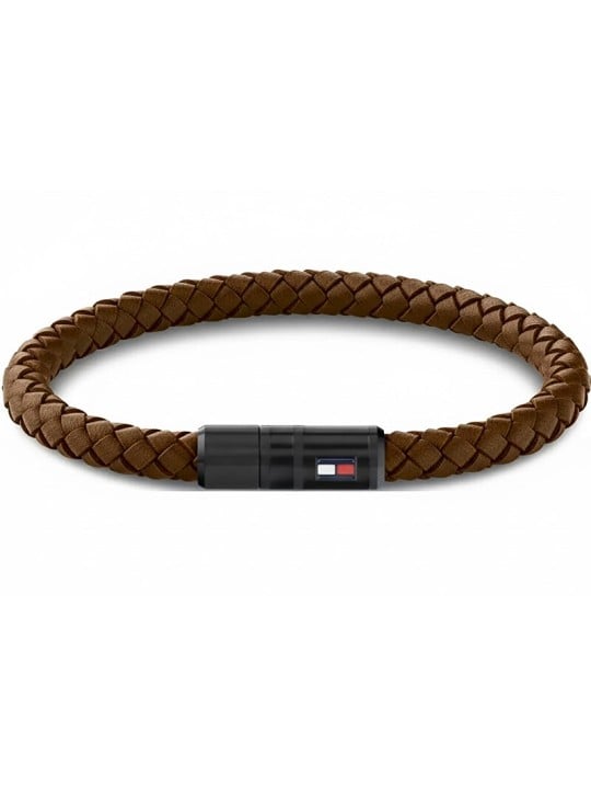 Tommy Hilfiger Elegante bracciale in pelle marrone 2790668 - Lunghezza: 19,5 cm uomo