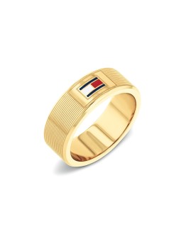 Tommy Hilfiger Elegante anello H-Link 2790686 in acciaio placcato oro - Circonferenza: 62 mm unisex