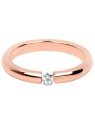 Troli Anello sottile in acciaio placcato oro rosa con cristallo - Diametro: 55 mm donna