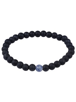 Troli Bracciale di perline di onice e diaspro blu - Lunghezza: 18 cm uomo