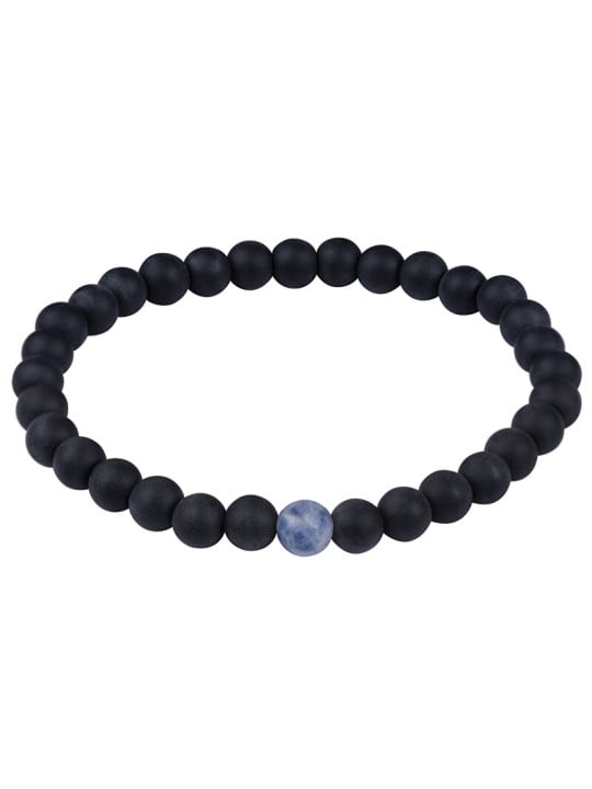 Troli Bracciale di perline di onice e diaspro blu - Lunghezza: 18 cm uomo