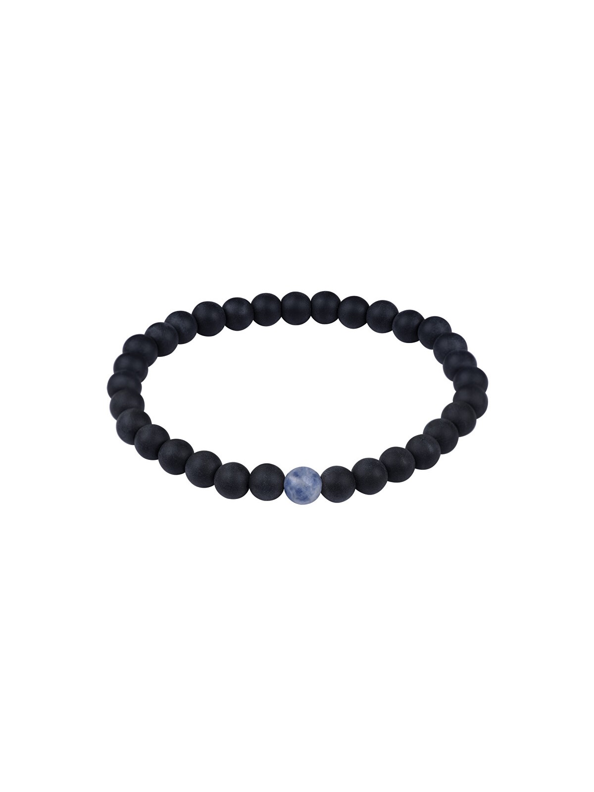Troli Bracciale di perline di onice e diaspro blu - Lunghezza: 18 cm uomo