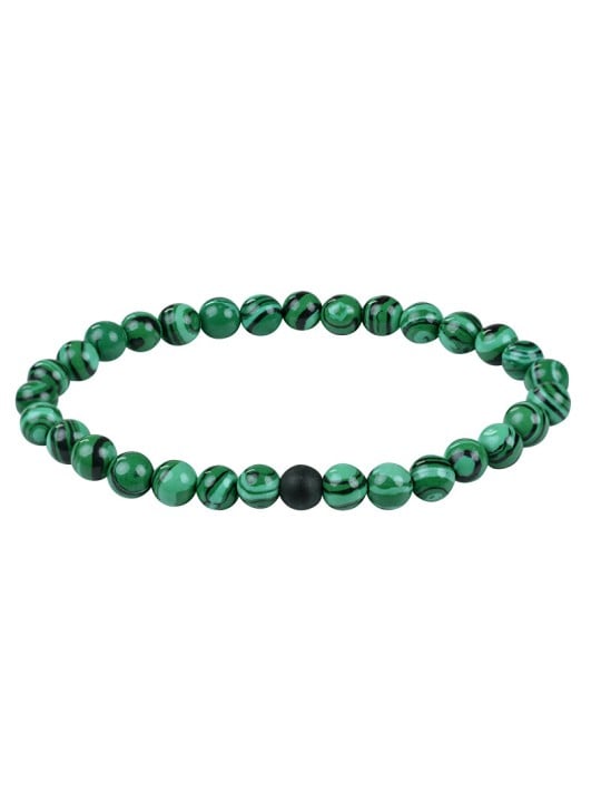 Troli Bracciale di perline in malachite e onice - Lunghezza: 17 cm unisex