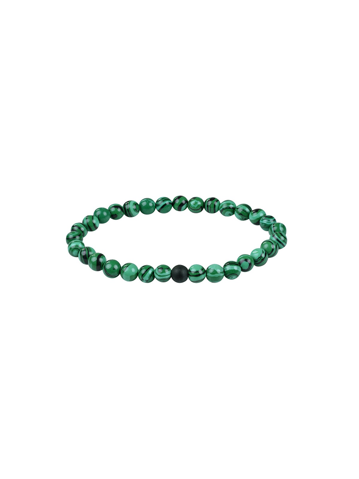 Troli Bracciale di perline in malachite e onice - Lunghezza: 17 cm unisex