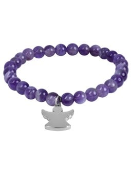 Troli Bracciale con perline di ametista e angelo - Lunghezza: 17 cm donna