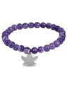 Troli Bracciale con perline di ametista e angelo - Lunghezza: 18 cm donna