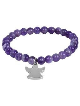 Troli Bracciale con perline di ametista e angelo - Lunghezza: 20 cm donna