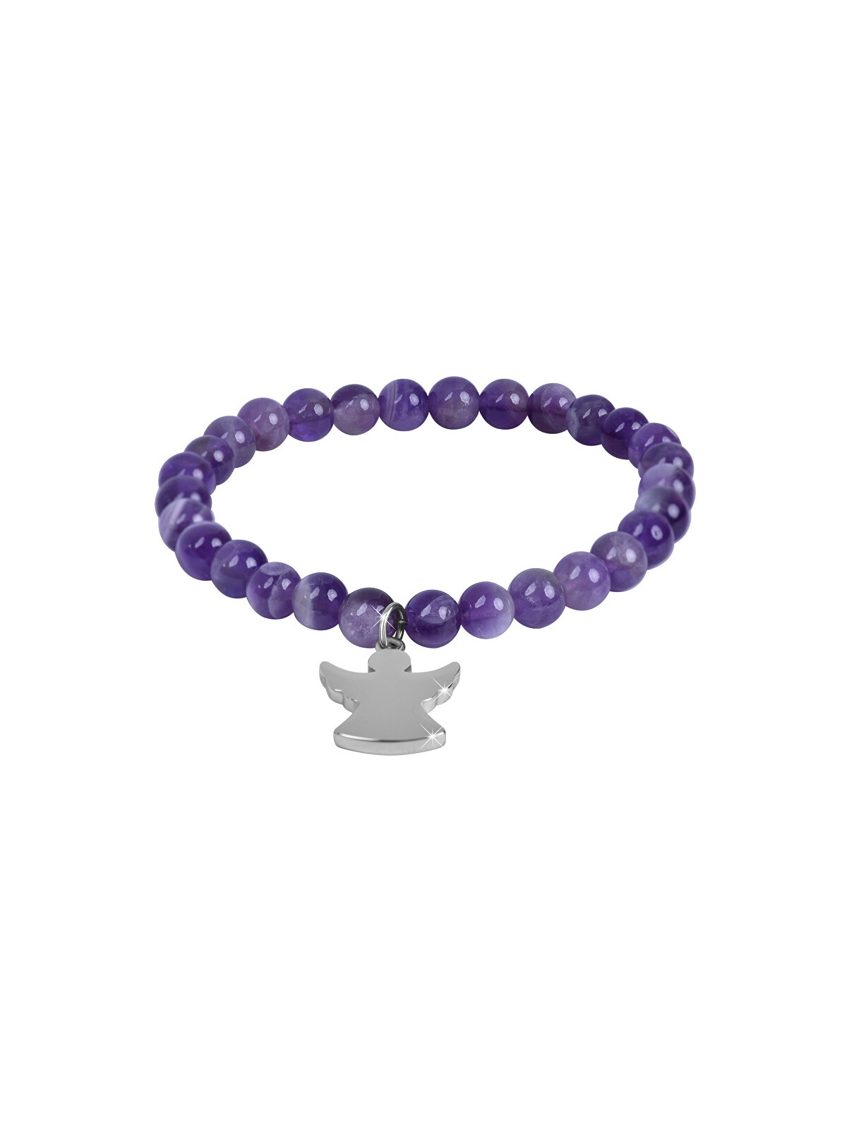 Troli Bracciale con perline di ametista e angelo - Lunghezza: 20 cm donna