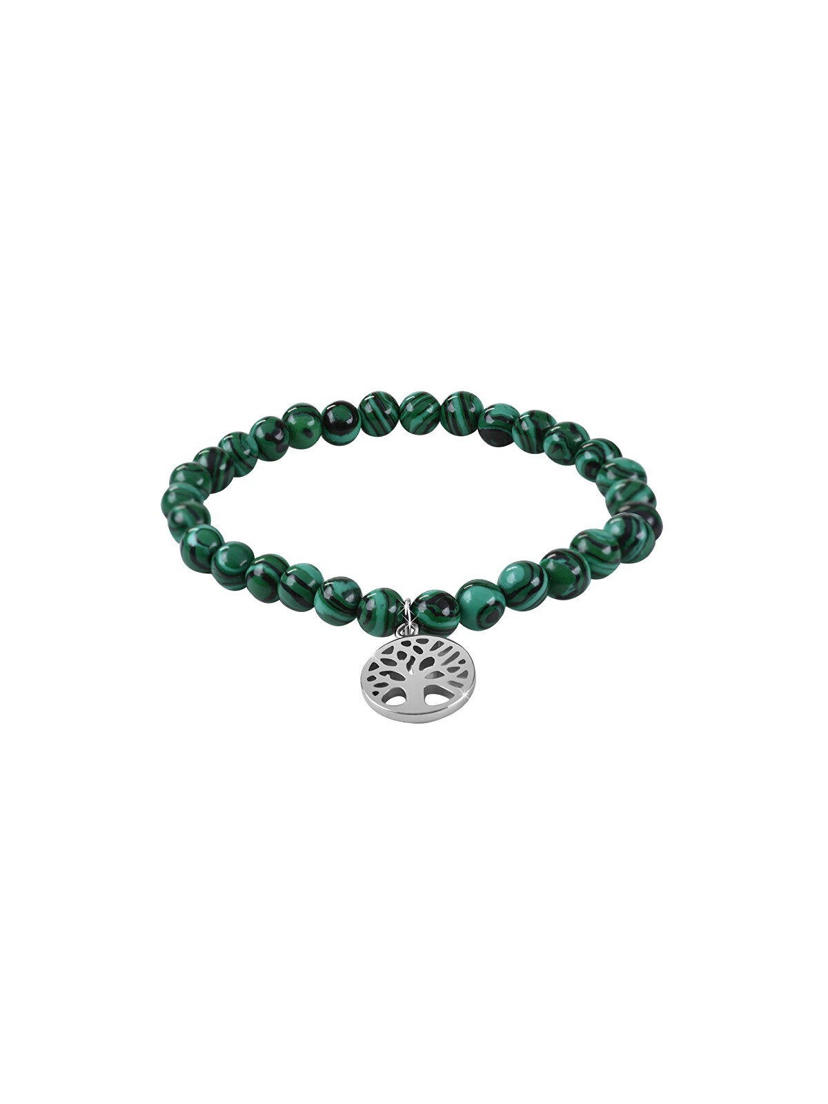Troli Bracciale di perline di malachite con albero della vita - Lunghezza: 20 cm unisex