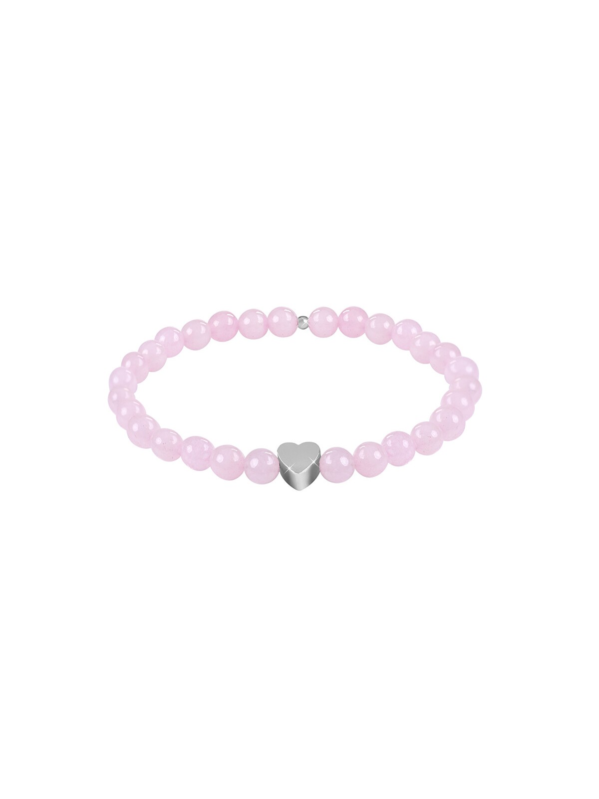 Troli Bracciale in quarzo rosa con perline e cuore - Lunghezza: 18 cm donna
