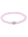 Troli Bracciale in quarzo rosa con perline e cuore - Lunghezza: 18 cm donna