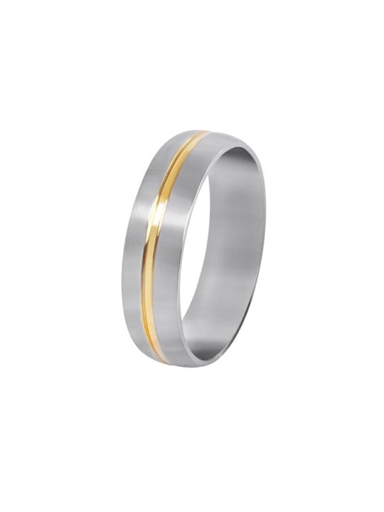 Troli Anello in acciaio con striscia dorata - Circonferenza: 59 mm unisex