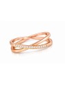 Troli Anello doppio in acciaio placcato oro con zirconi trasparenti color oro rosa - Diametro: 57 mm donna