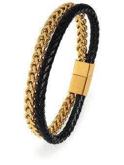 Troli Bracciale di lusso in pelle bicolore - Lunghezza: 21 cm uomo