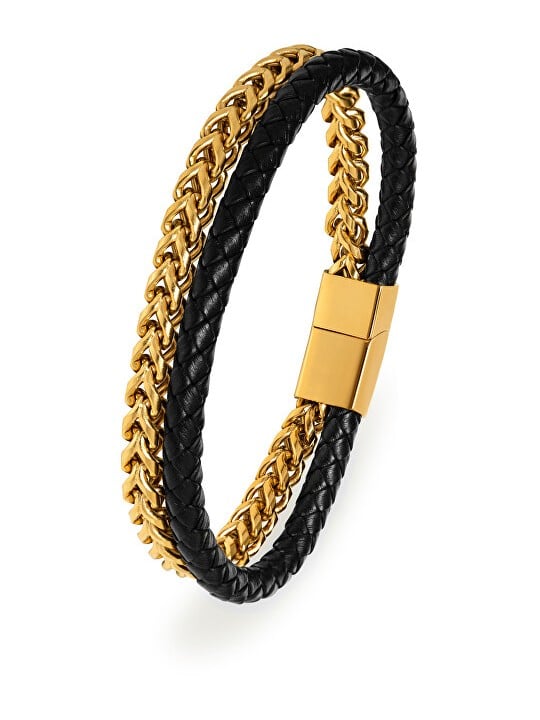 Troli Bracciale di lusso in pelle bicolore - Lunghezza: 21 cm uomo