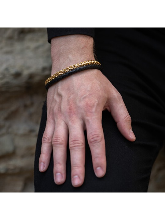 Troli Bracciale di lusso in pelle bicolore - Lunghezza: 21 cm uomo