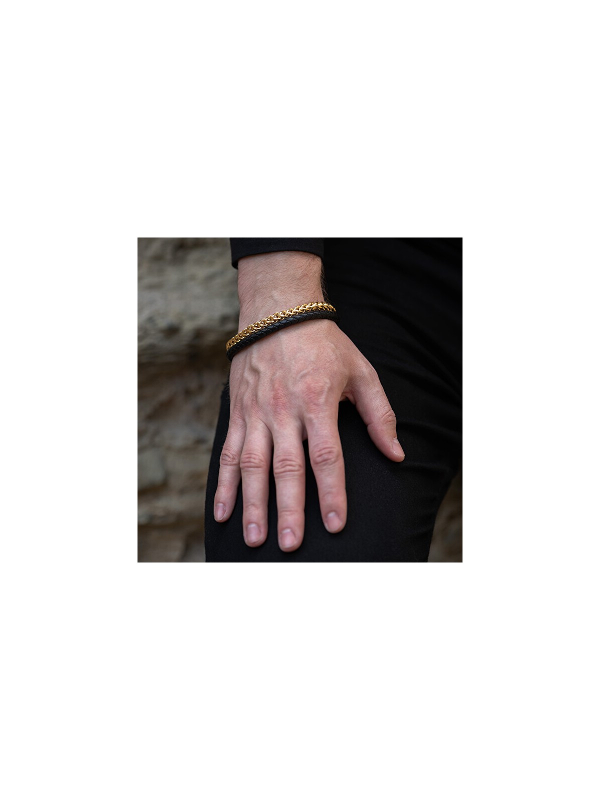 Troli Bracciale di lusso in pelle bicolore - Lunghezza: 21 cm uomo
