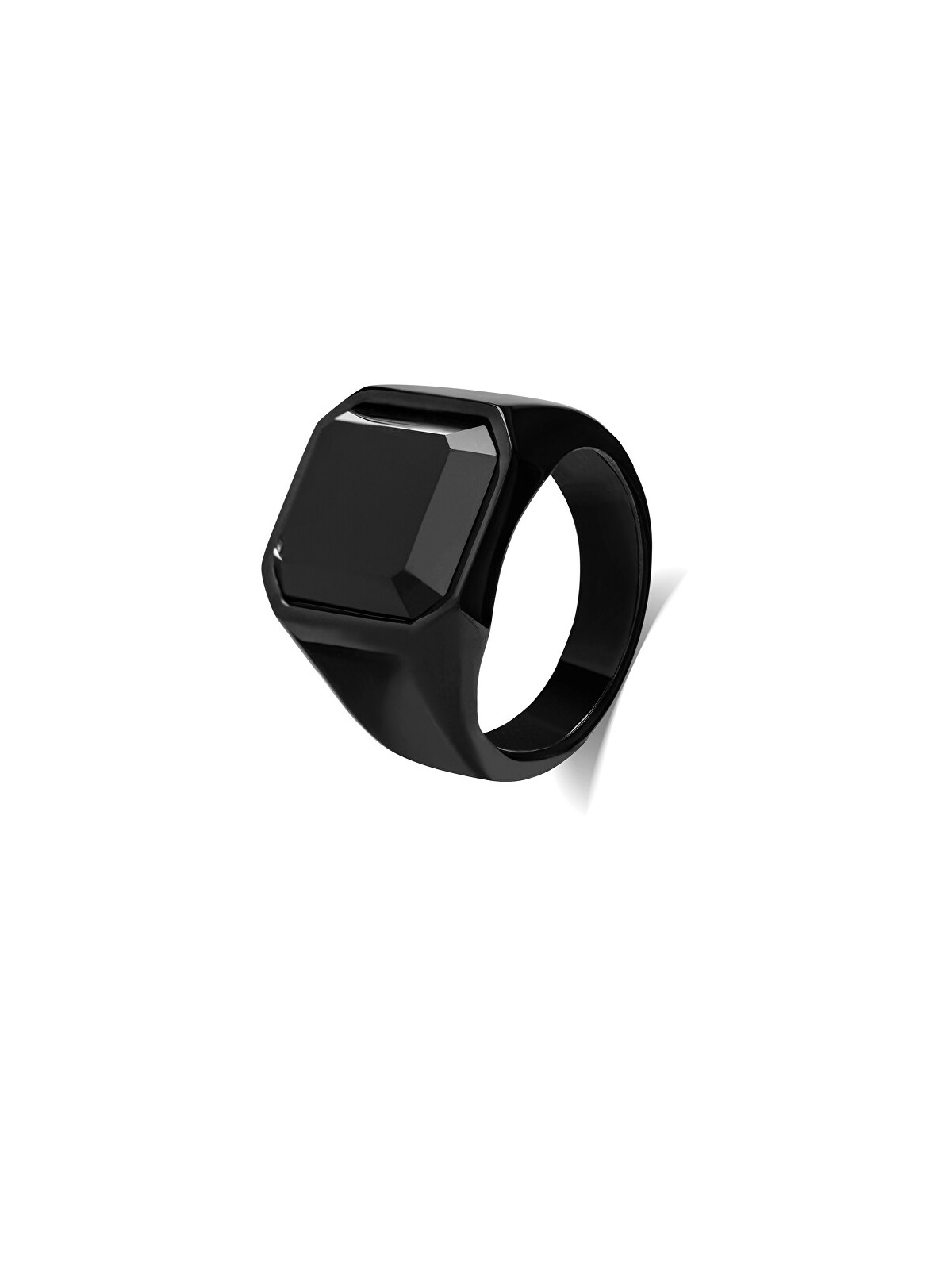 Troli Anello massiccio con cristallo nero - Circonferenza: 63 mm unisex