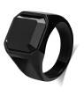 Troli Anello massiccio con cristallo nero - Circonferenza: 63 mm unisex