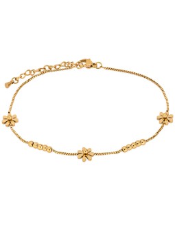 Troli Delicata catena dorata sulla gamba con fiori - Lunghezza: 25 cm donna