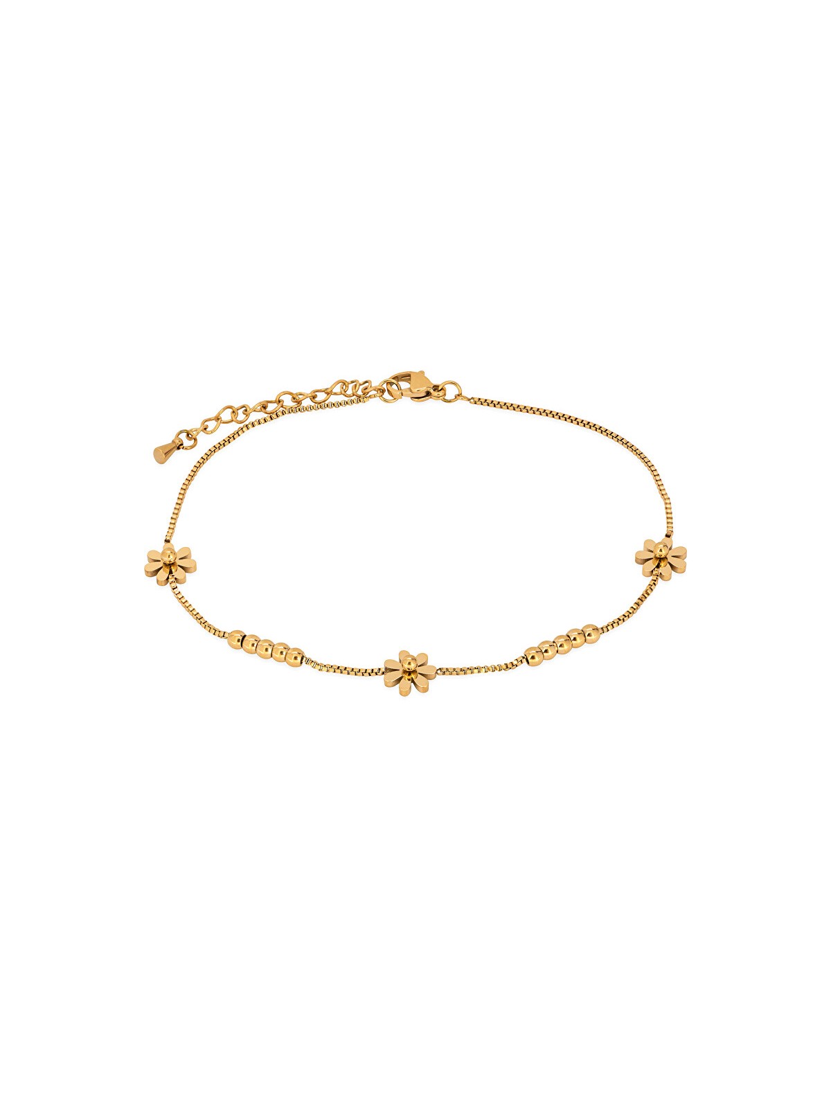 Troli Delicata catena dorata sulla gamba con fiori - Lunghezza: 25 cm donna