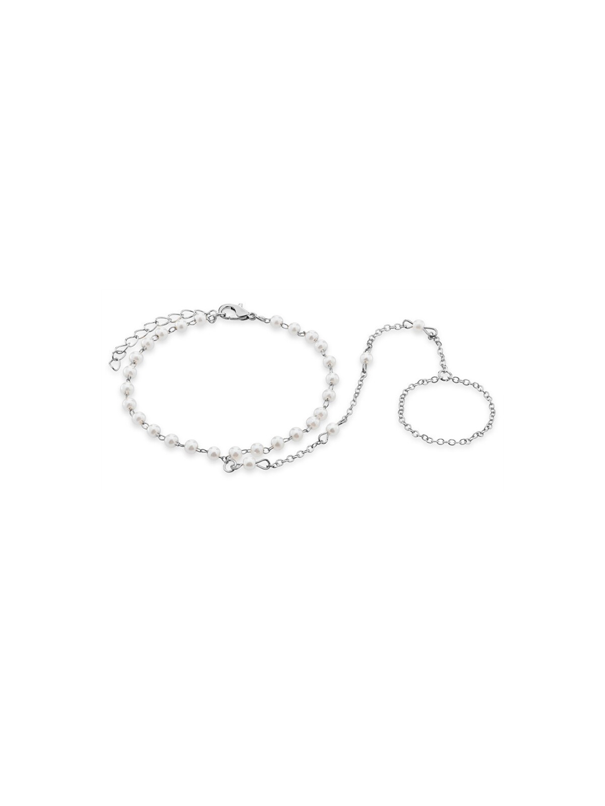 Troli Elegante bracciale con anello per il dito - Lunghezza: 24 cm donna