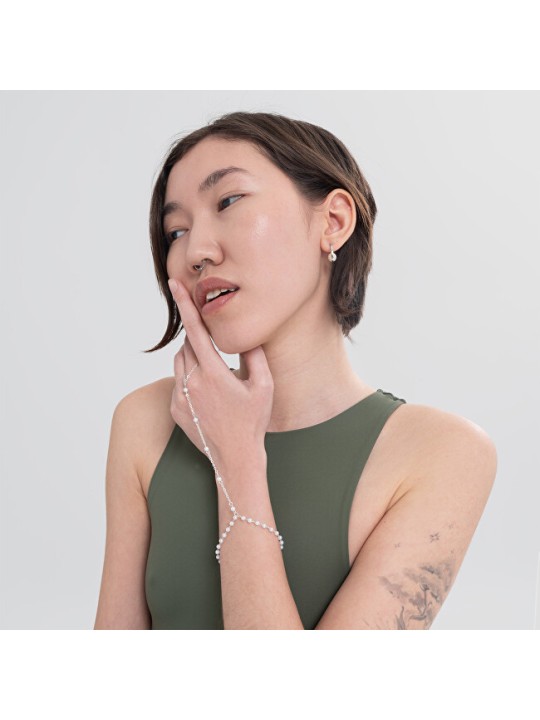 Troli Elegante bracciale con anello per il dito - Lunghezza: 24 cm donna