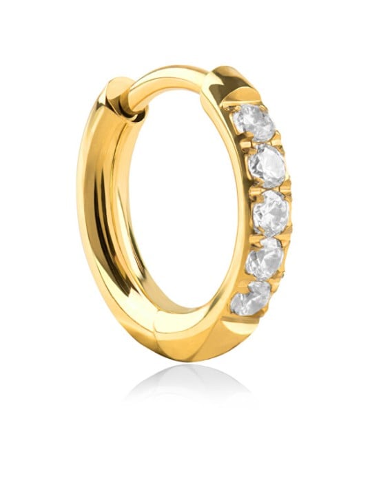 Troli VHLLE2008G orecchino singolo rotondo placcato oro con zirconi - Diametro: 1 cm donna