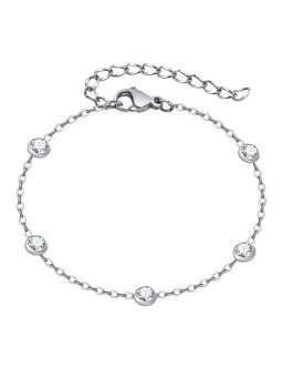 Troli Affascinante bracciale in acciaio con zirconi da donna