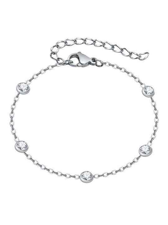 Troli Affascinante bracciale in acciaio con zirconi da donna