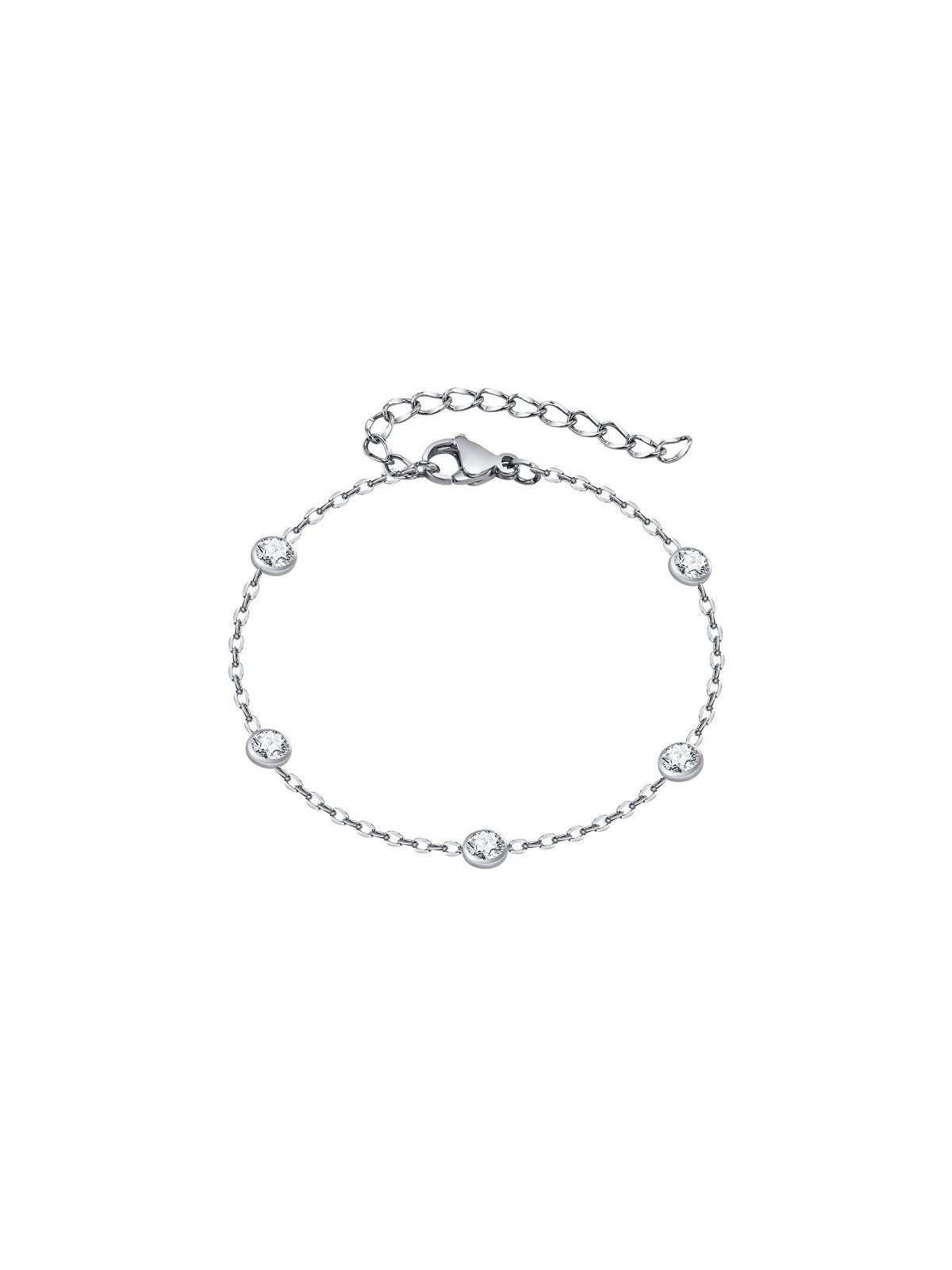 Troli Affascinante bracciale in acciaio con zirconi da donna