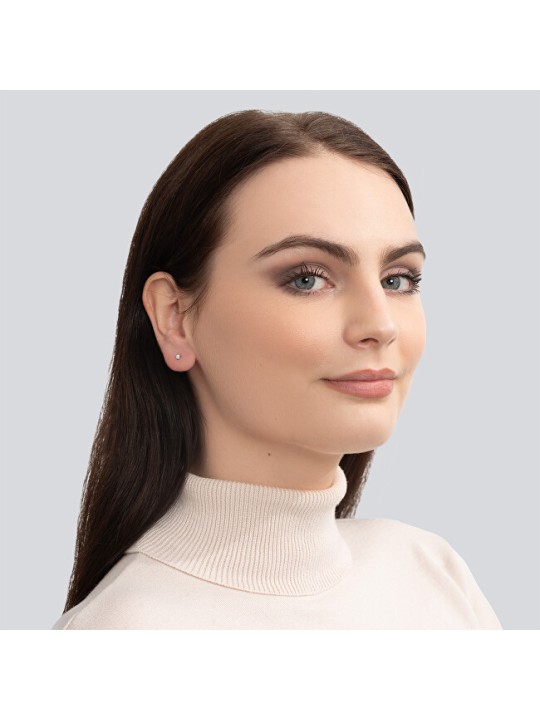 Troli Labret in acciaio con opale sintetico bianco - Diametro: 0.4 cm donna