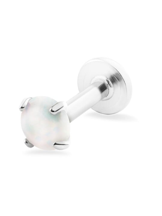 Troli Labret in acciaio con opale sintetico bianco - Diametro: 0.5 cm donna