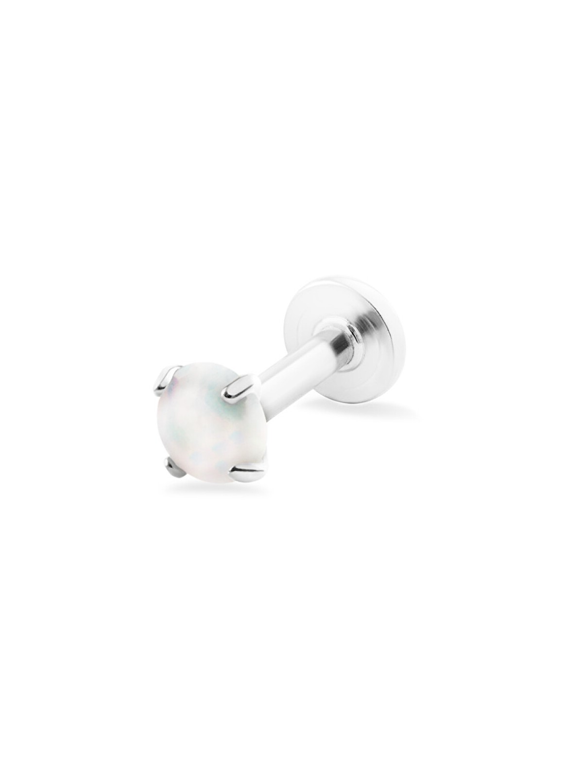 Troli Labret in acciaio con opale sintetico bianco - Diametro: 0.5 cm donna